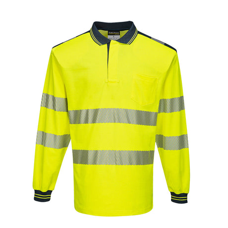 Portwest Hi Vis Polo Shirt Long Sleeve Cotton Comfort Class 3