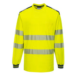 Portwest Hi Vis T-Shirt Long Sleeve Cotton Comfort Class 3