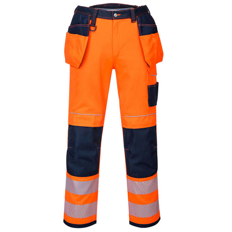 Portwest T501 Hi Vis Work Trousers Orange Holster Pockets Rail Compliant