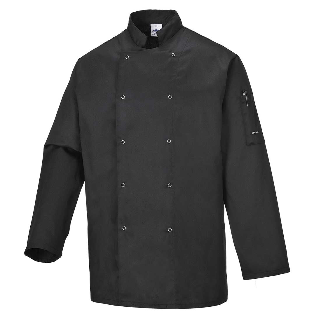 Portwest Chef's Suffolk Long Sleeve Jacket Mandarin Collar With Ring Studs