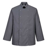 Portwest Chef's Suffolk Long Sleeve Jacket Mandarin Collar With Ring Studs