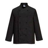 Black Long Sleeve Chefs Jacket With Detachable Buttons