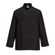 Black Long Sleeve Chefs Jacket With Detachable Buttons