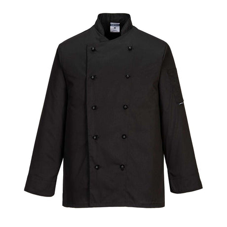 Black Long Sleeve Chefs Jacket With Detachable Buttons