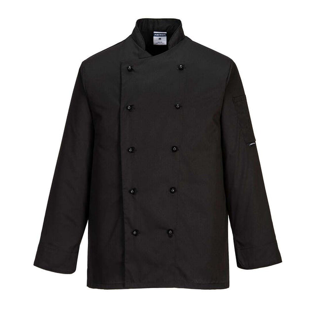Black Long Sleeve Chefs Jacket With Detachable Buttons