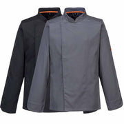 Breathable Mesh Air Long Sleeve PolyCotton Slim Fit Chefs Jacket