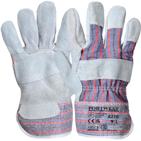 Portwest A210 Canadian Rigger Work Gloves Split Leather Heavy Duty