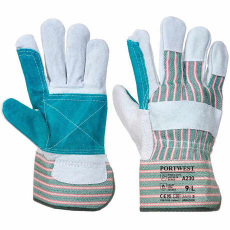 Portwest A230 Leather Rigger Gloves Double Palm Reinforced Work Glove