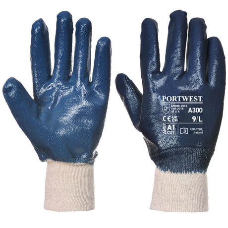 Portwest A300 Nitrile Knitwrist Gloves Oil Grease Resistant Work Gloves