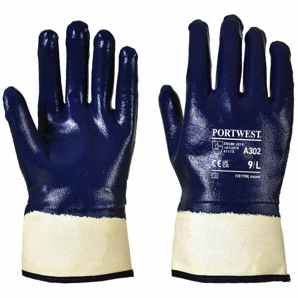 Portwest A302 Fully Dipped Nitrile Safety Cuff Glove