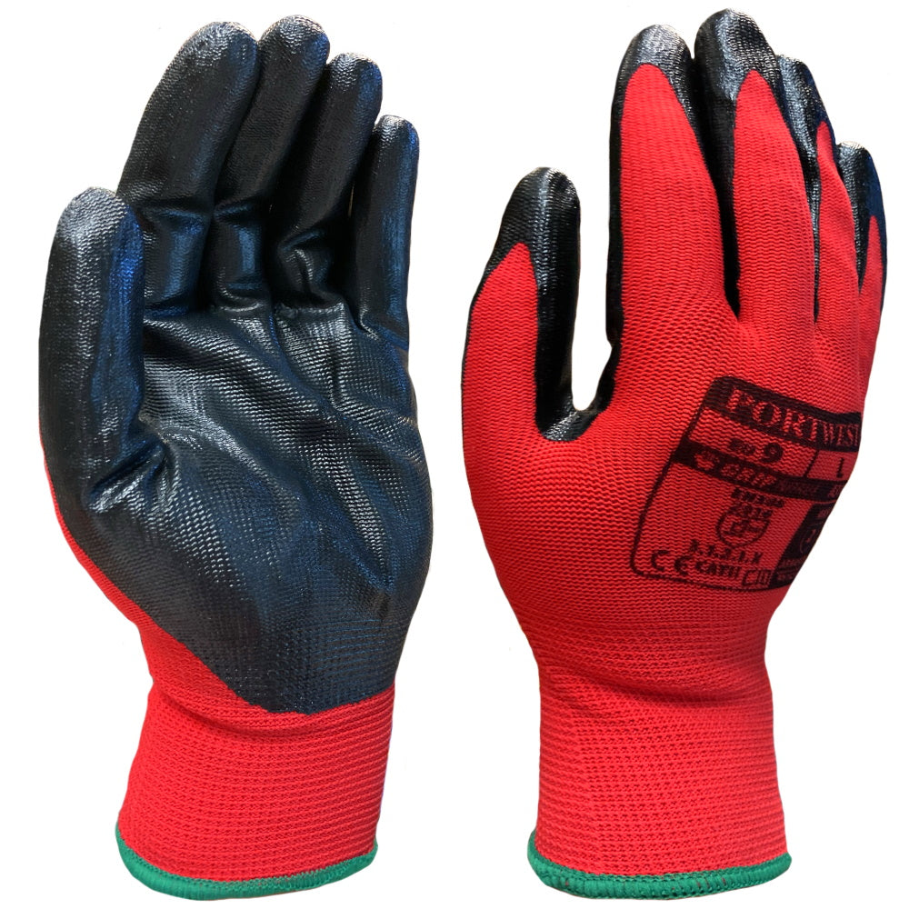 Portwest A310 Flexo Grip Nitrile Gloves 13 Gauge Palm Coated Work Gloves