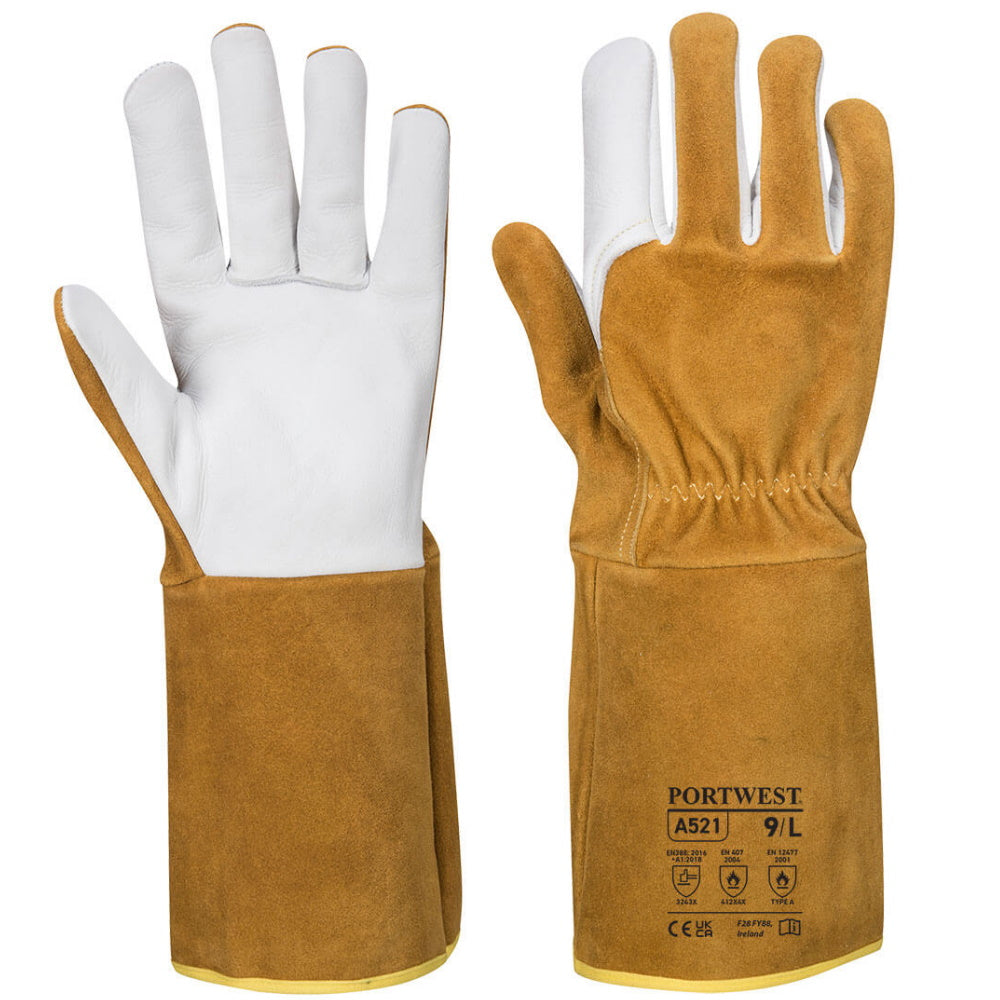 Portwest A521 TIG Welding Gauntlet Premium Goat Leather Heat Resistant