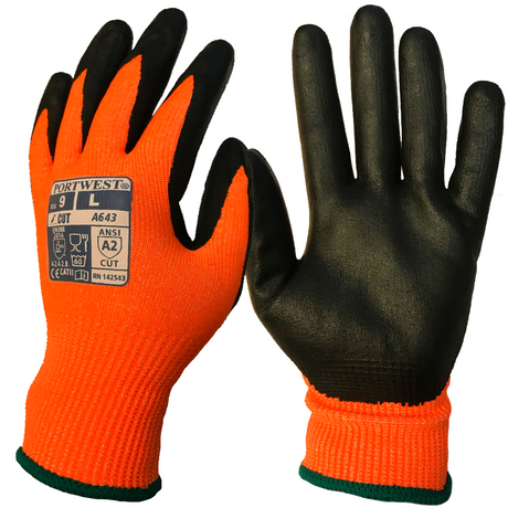 Portwest A643 Cut B Resistant Gloves Nitrile Amber Work Gloves