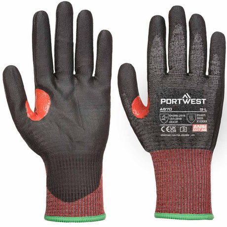 Portwest A670 Cut F PU Gloves ANSI A6 Touchscreen Compatible