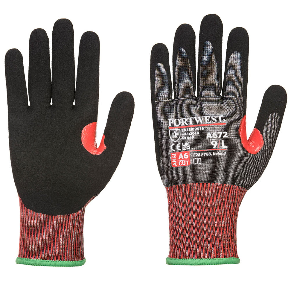 Portwest Cut F Nitrile Gloves A6 ANSI Level Touchscreen Safety Gloves