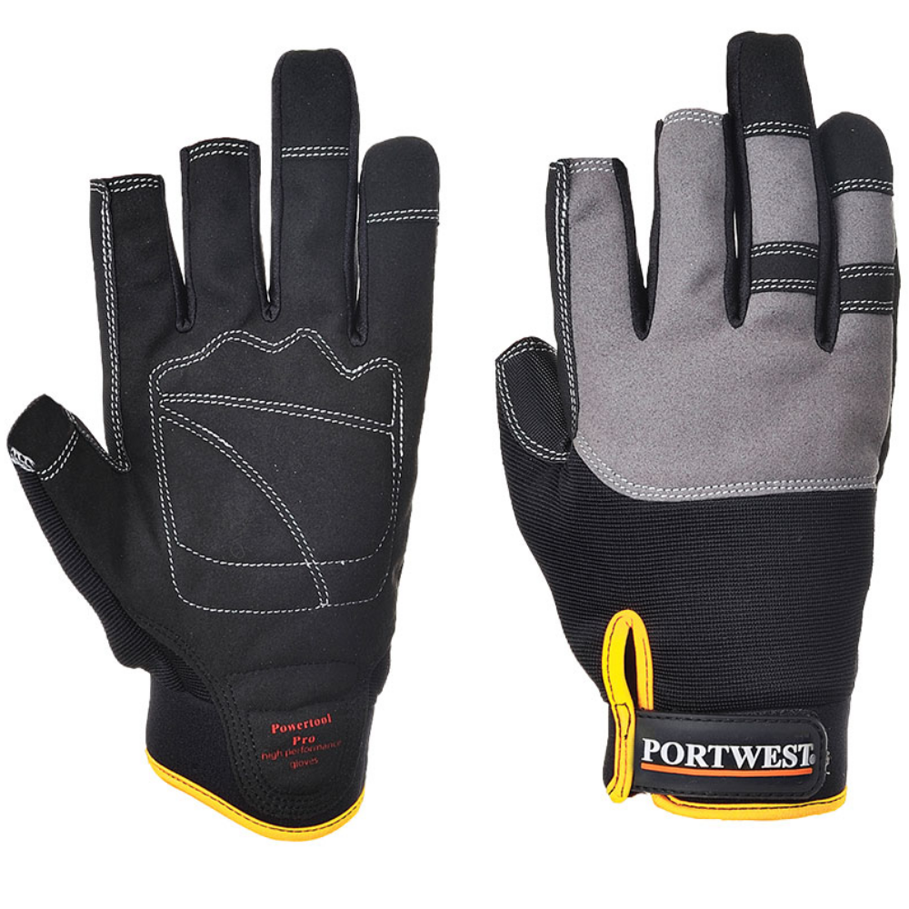 Portwest A740 Powertool Pro Semi Fingerless Mechanics Glove Cut Level A2