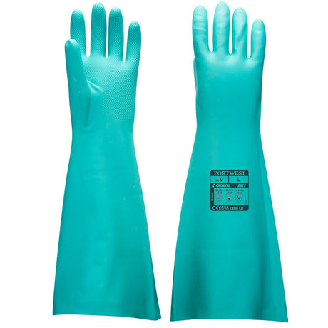 Portwest A813 Extended Length Green Nitrile Chemical Gauntlet 48cm