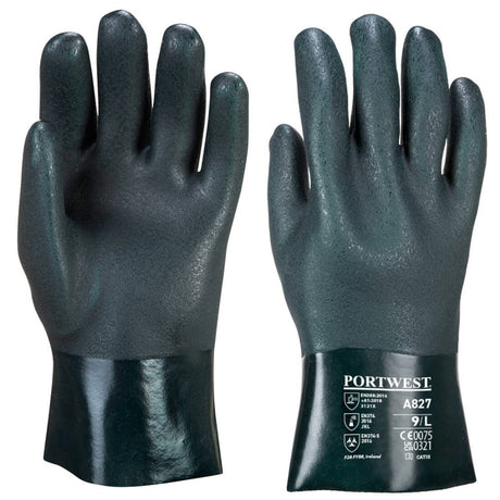 Portwest A827 Chemical Resistant Gloves PVC Double Dipped Gauntlet