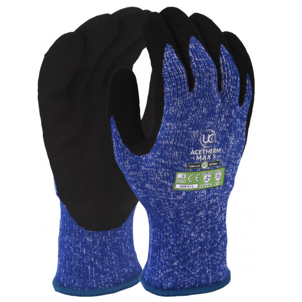 END OF LINE Uci Nitrile Palm on HPPE Cold Weather and Cut Resistant Level 5 Freezer Glove 4X44C
