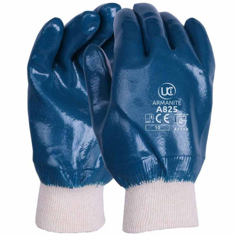 UCi Armanite Heavy Weight Nitrile Coated Work Gloves Blue Level B Cut Protection