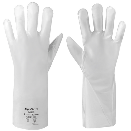 Ansell AlphaTec 02-100 Chemical Resistant Gauntlet Gloves Viral Protection
