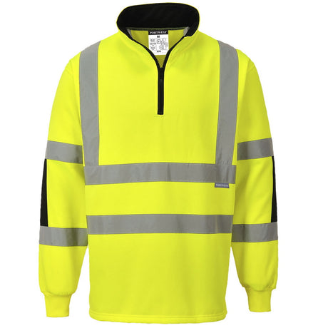 Portwest Xenon Hi Vis Rugby Sweatshirt 1/4 Zip Class 3