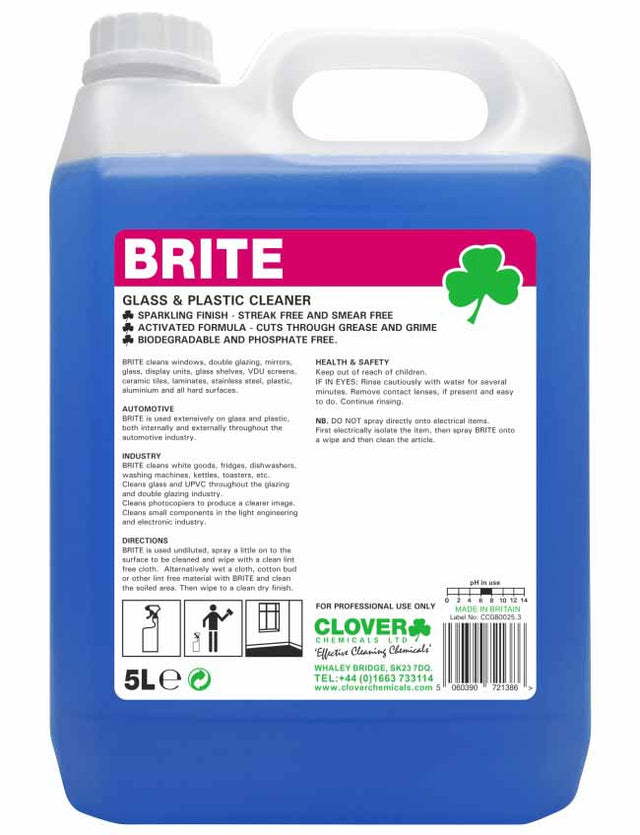 BRITE Glass and Plastic Non Solvent Cleaner 5L