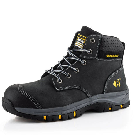 Buckbootz Wizardz Safety Lace Boots Black Steel Toe