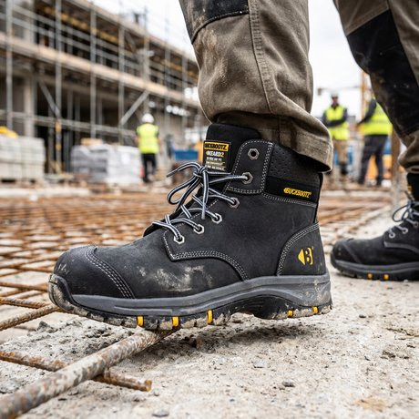 Buckbootz Wizardz Safety Lace Boots Black Steel Toe