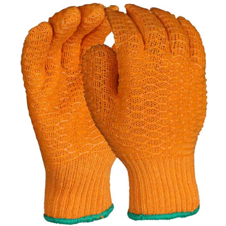 Unigloves Criss Cross Gripper Work Gloves Orange PVC Safety Gloves