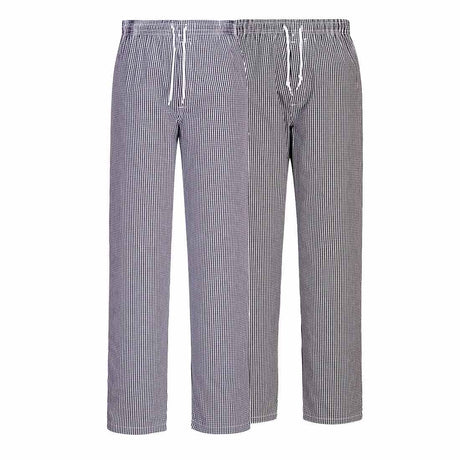 Chefs Trousers All Cotton Check Elasticated Waist