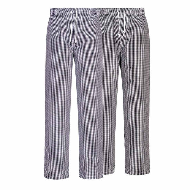 Chefs Trousers All Cotton Check Elasticated Waist