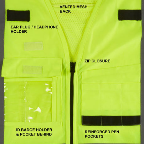 Milwaukee Premium High Vis Vest Class 2 with 15 Pockets Padded Collar