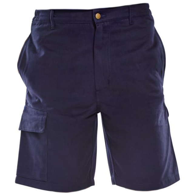 100% Cotton Navy Cargo Work Shorts with Five Pockets