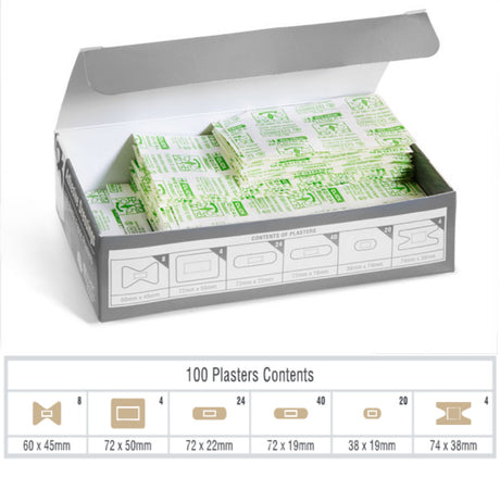 Click Medical Fabric Plasters Assorted Box 100 Sterile First Aid
