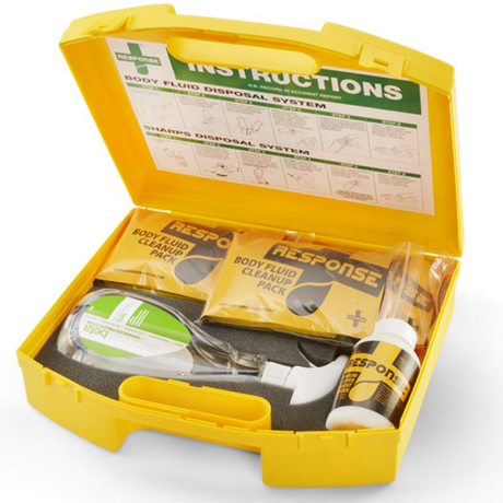 Response Body Fluid Bulk Spill Kit Yellow Carry Case Biohazard Cleanup