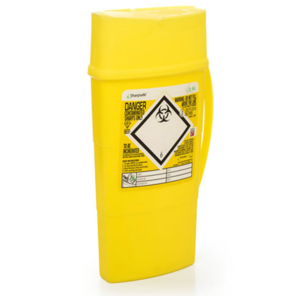 Beeswift Sharpsafe Sharps Bin 0.6 Litre Yellow Medical Waste Container
