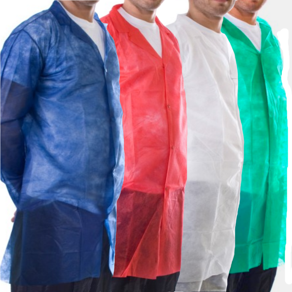 Supertouch Non-Woven Visitor Coat Velcro Fastening Disposable Lab Coat