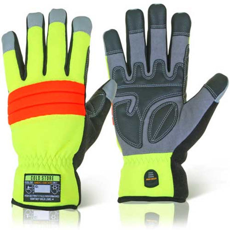 MecDex Cold Store Mechanics Gloves Waterproof Yellow Freezer Work