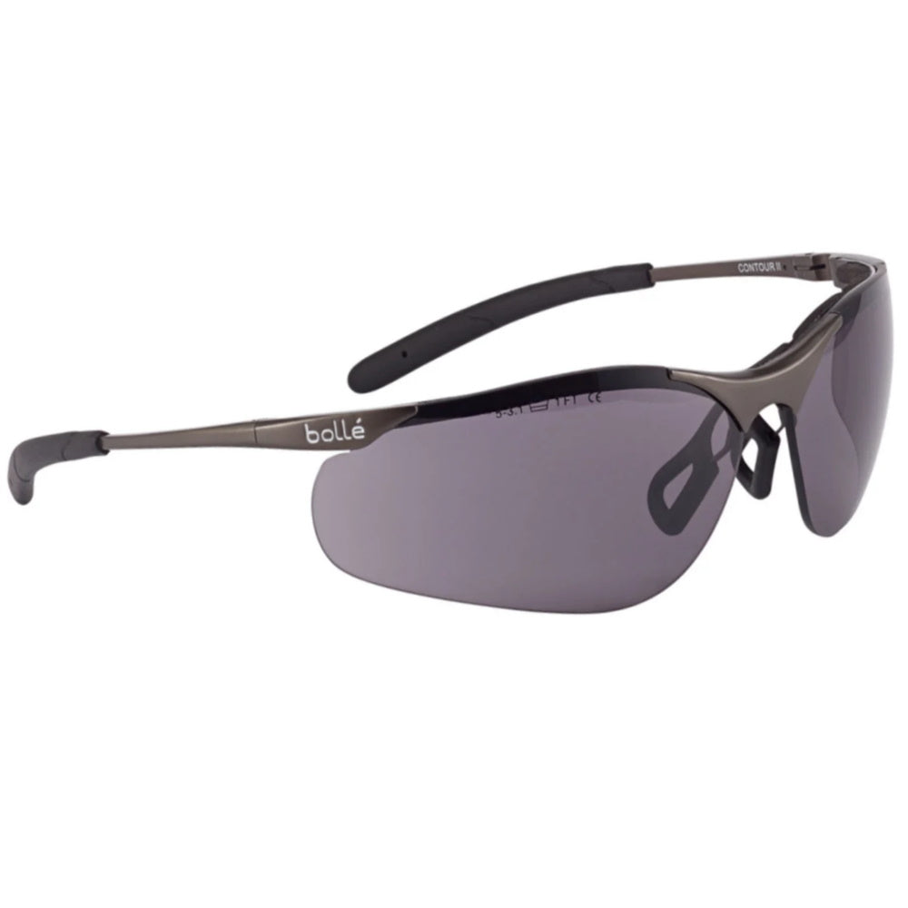 CONTOUR Metal Frame Bolle Smoke Lens Solar Protection Safety Glasses & FREE pouch
