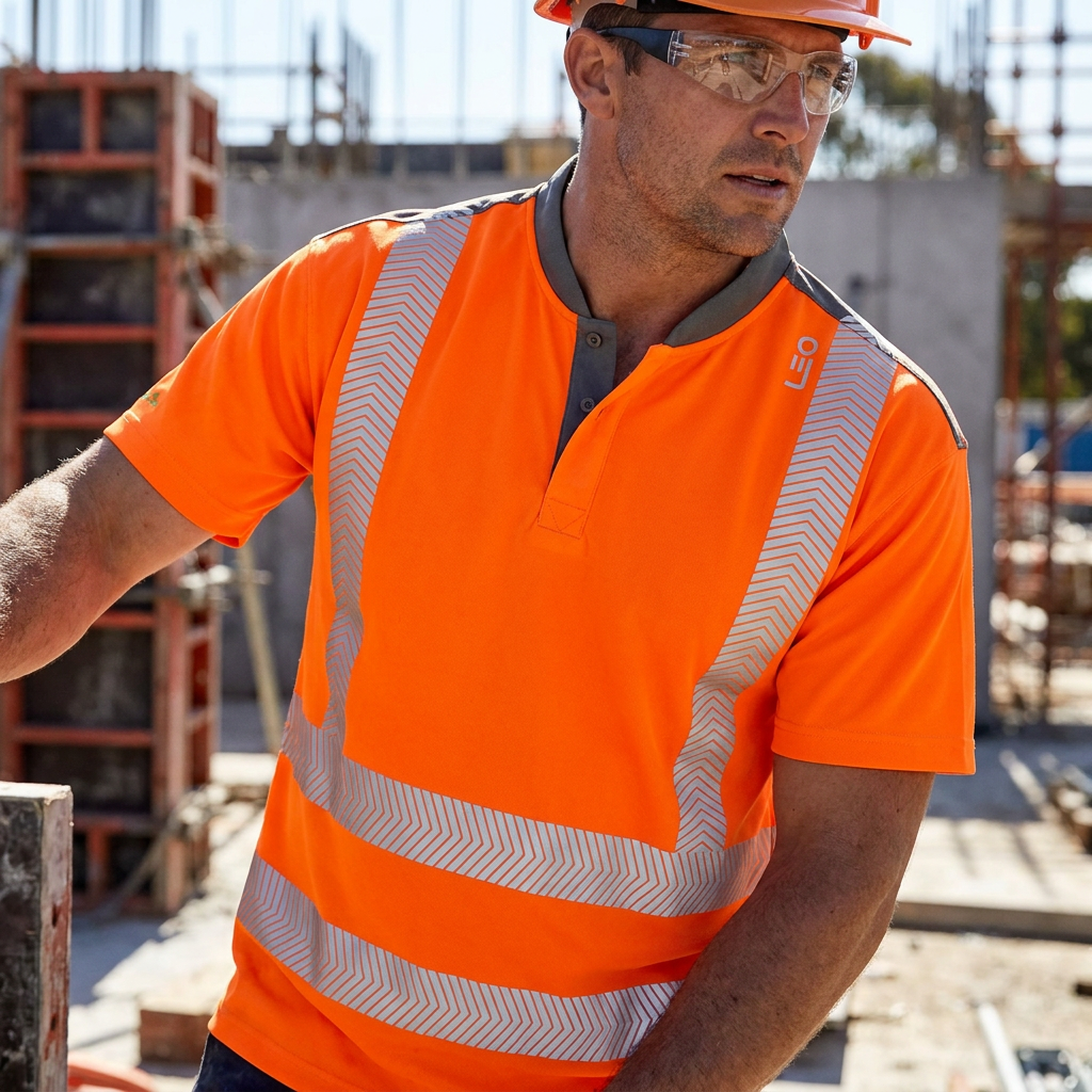 Leo Workwear Hi Vis T-Shirt COOLMAX Yellow or Orange ISO 20471