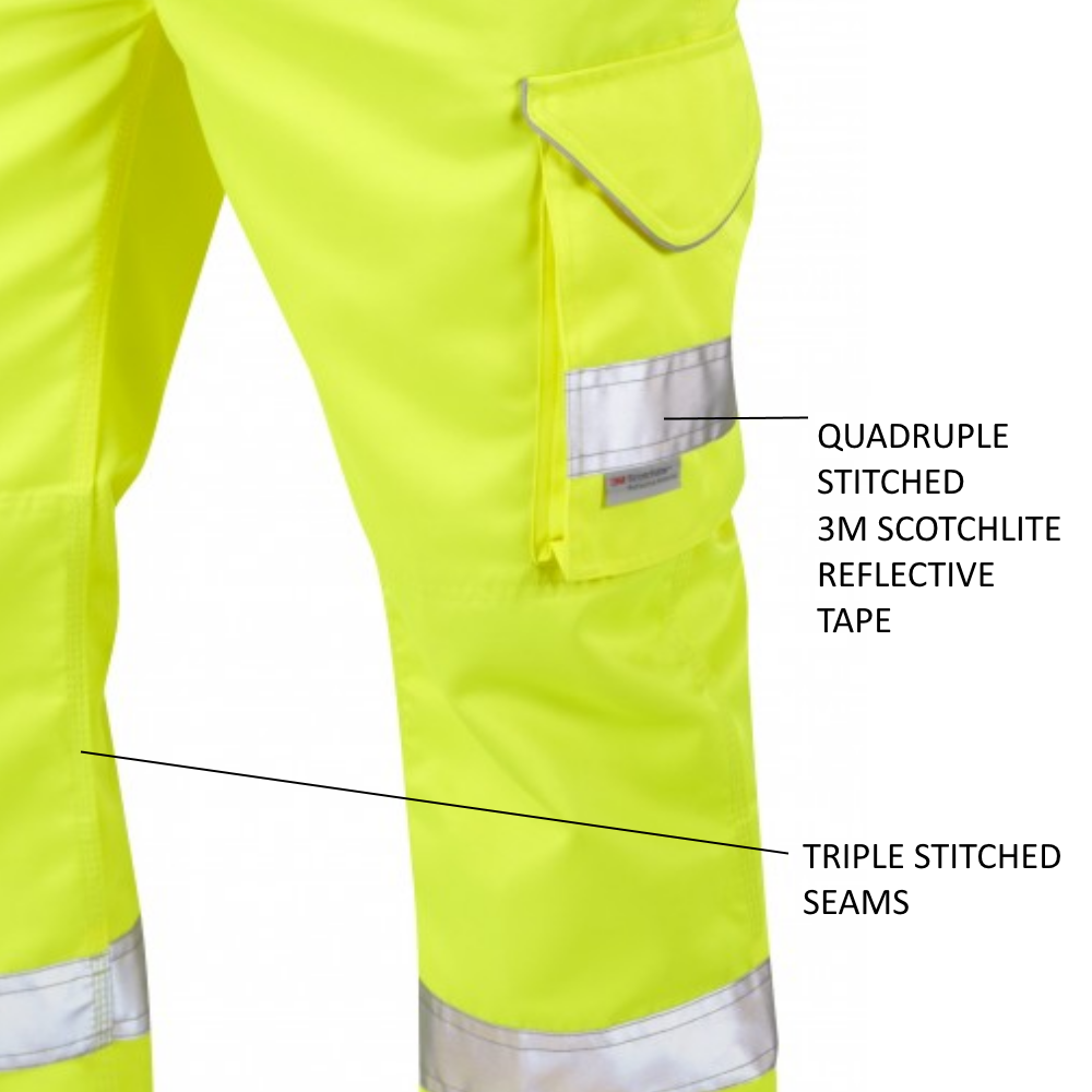 Leo Workwear Bideford Hi Vis Cargo Trousers ISO 20471 Class 1