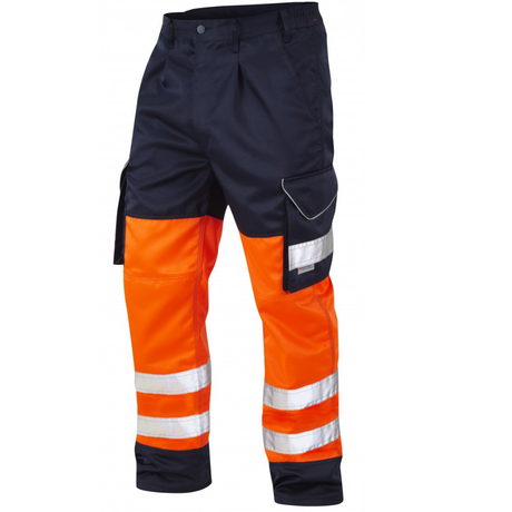 Leo Class 1 Poly/Cotton Cargo Work Trouser Orange and Navy 3 Leg Lengths