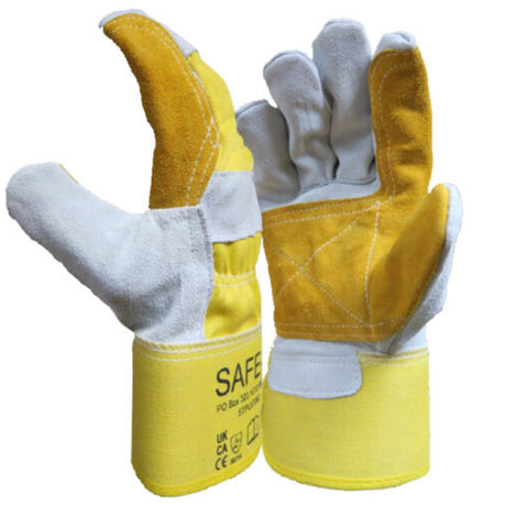 Other Yellow Rigger Double Palm Safety Glove Cow Split Leather Mechanical Protection