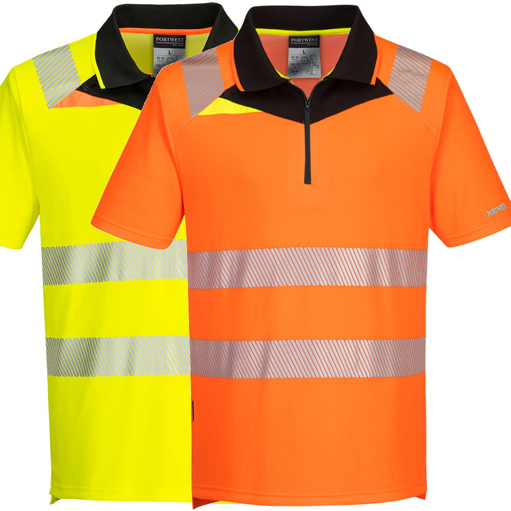 DX4 Stretch Moisture Wicking Fabric Premium Polo Hi Vis Short Sleeve