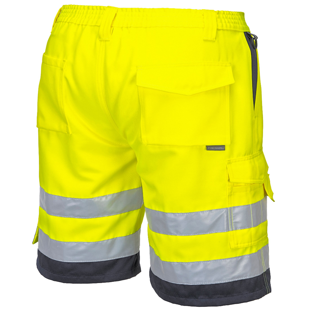 Portwest Hi Vis Shorts Yellow Orange Knee Length Work Shorts