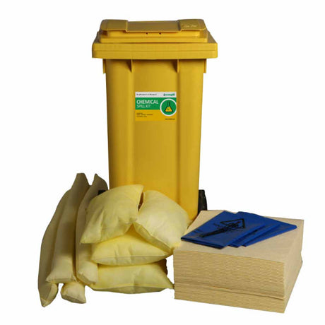 Ecospill 120L Chemical Spill Kit 2 Wheel PE Bin C1220120
