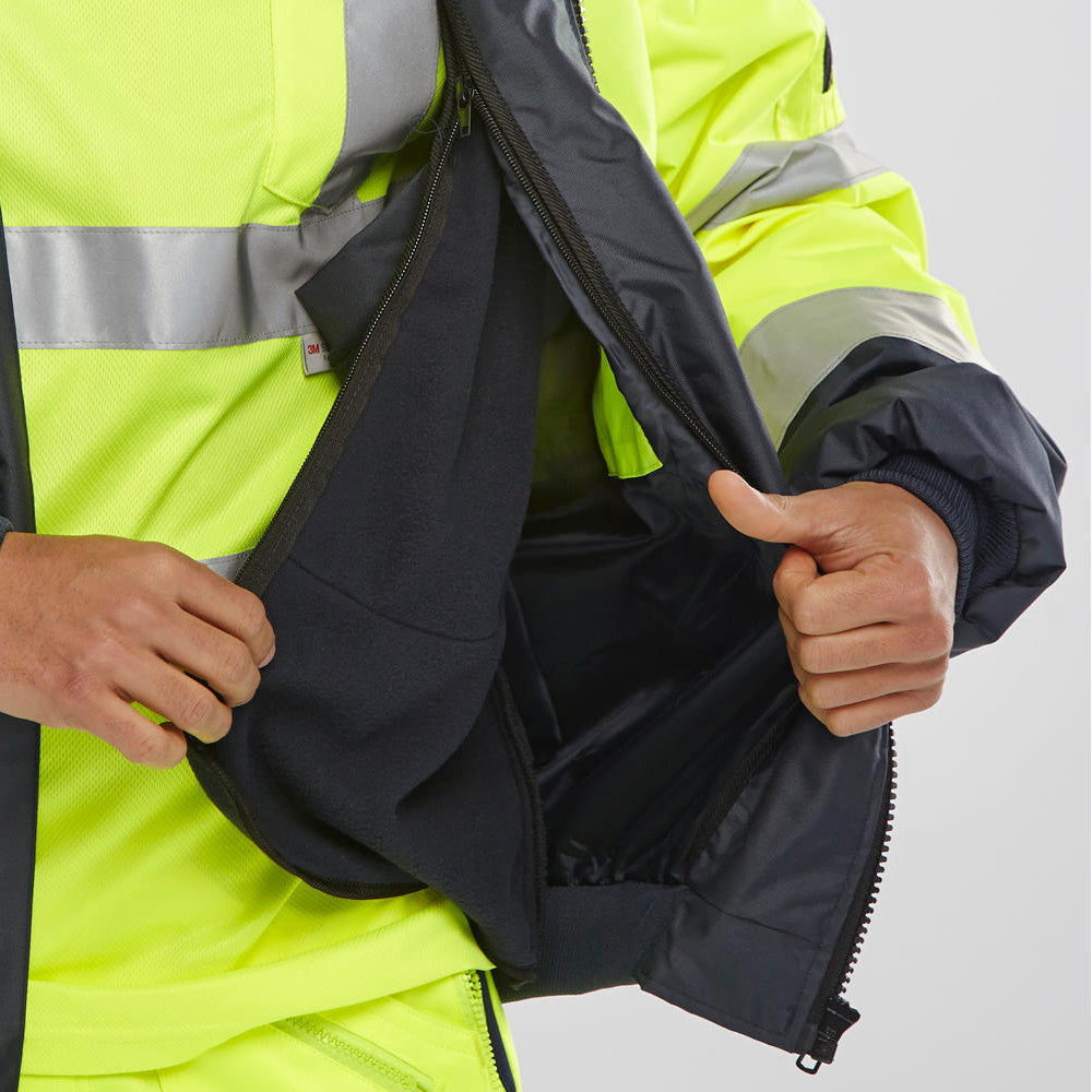Beeswift Two-Tone Hi Vis Europa Bomber Jacket Class 3 Orange Navy Removable Sleeves