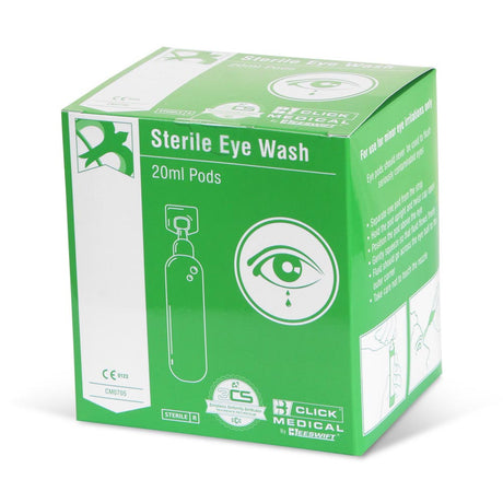 20ml Sterile Eye Wash Pods Box of 25 Emergency Saline Solution