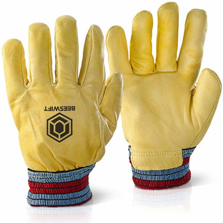 Beeswift Freezer Gloves Yellow Cowhide Leather Cold Weather Work